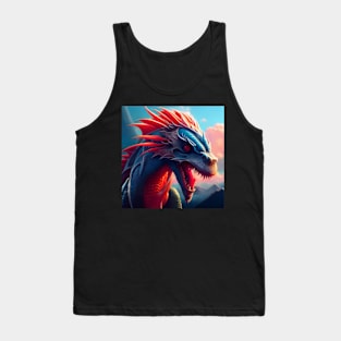 Blue Scaled Dragon with Orange Spikes Tank Top